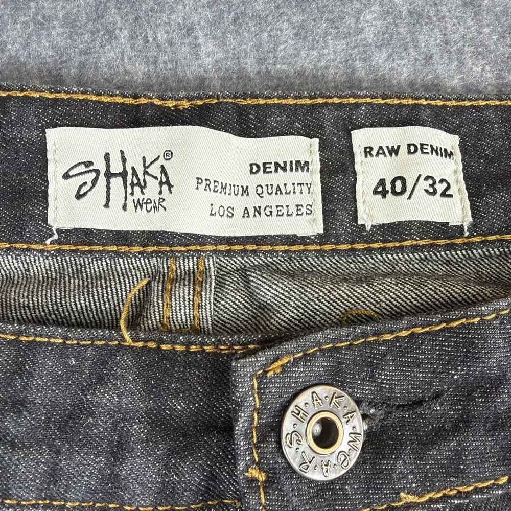 Shaka Wear Jeans Mens 40x29 Black Y2K Grunge Baggy Raw Denim